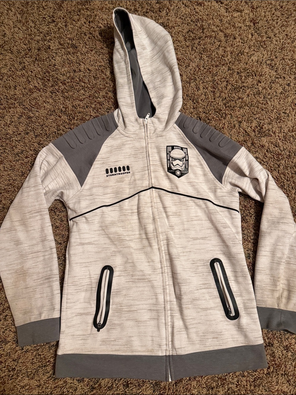 Star Wars Kids Stormtrooper Zip Hoodie - Light Heather Gray & Dark Gray